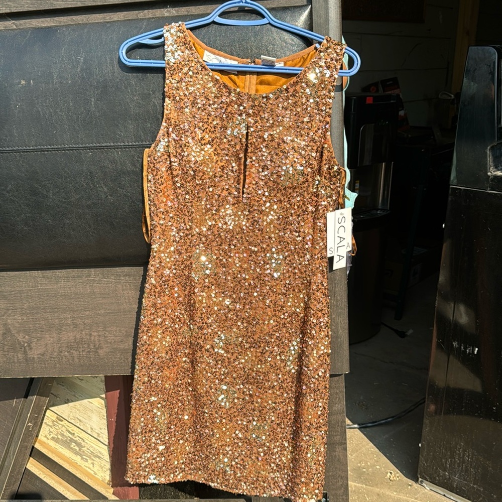 Gold bronze glitter sequins dress size 4